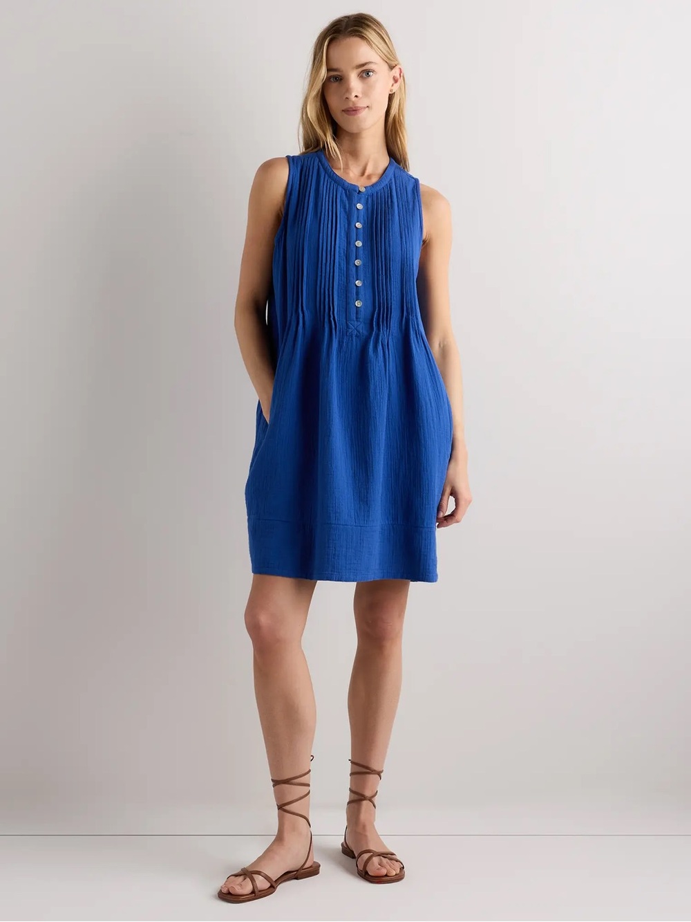 100% Organic Cotton Gauze Sleeveless Swing Dress